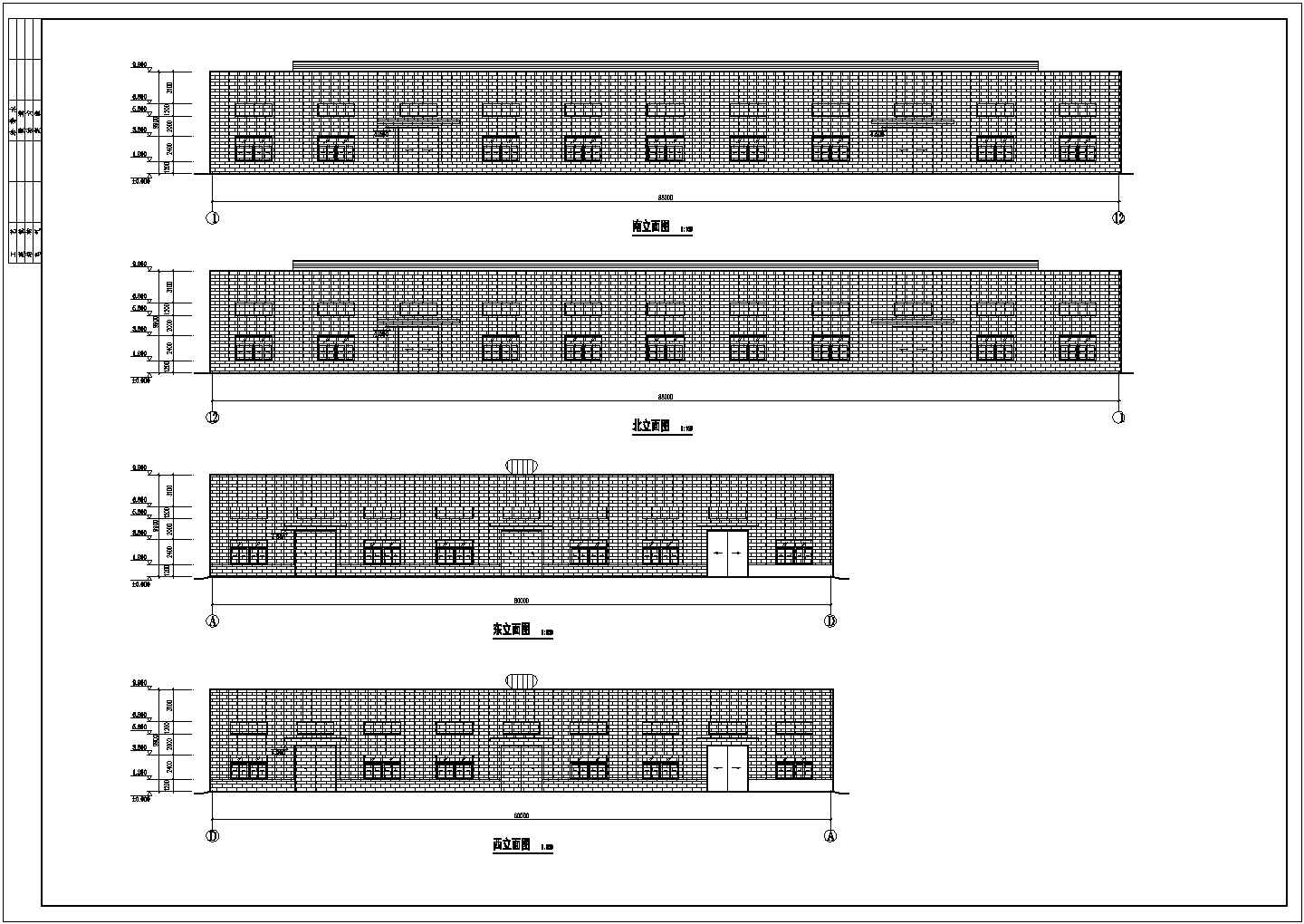 江苏纺织企业钢结构厂房门式刚架轻钢建筑施工设计cad平立面方案图纸