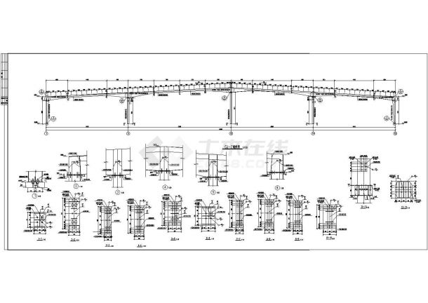 100多米大跨度厂房钢结构施工设计cad布置方案图纸-图二