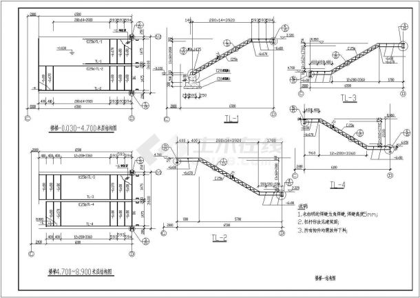 单层多跨钢结构车间厂房施工设计cad布置方案图纸-图二