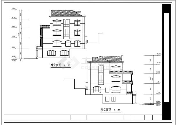 某地区多层别墅CAD设计方案图纸-图二