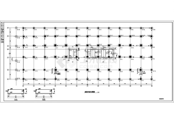 北京16层商务大厦框架剪力墙结构施工设计cad布置方案图纸-图二