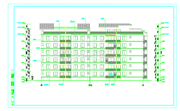 某六层住宅楼建筑设计cad平立剖图纸-图一