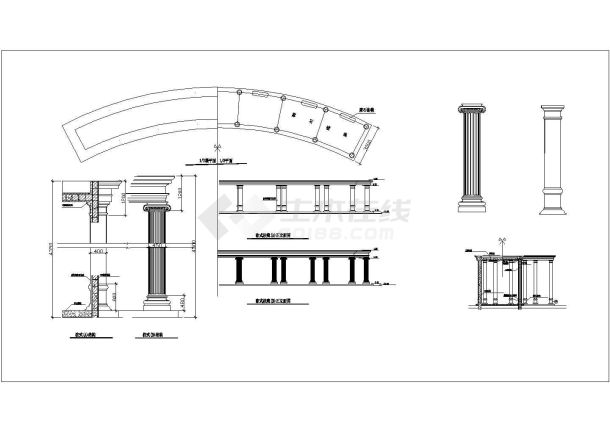 欧式廊柱建筑节点大样详图（共4张）-图一