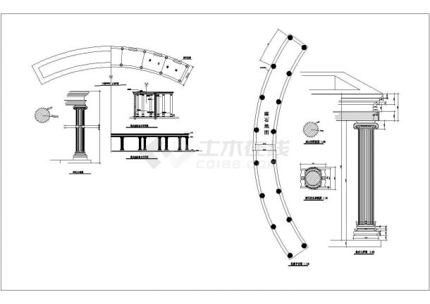 欧式廊柱建筑节点大样详图（共4张）-图二