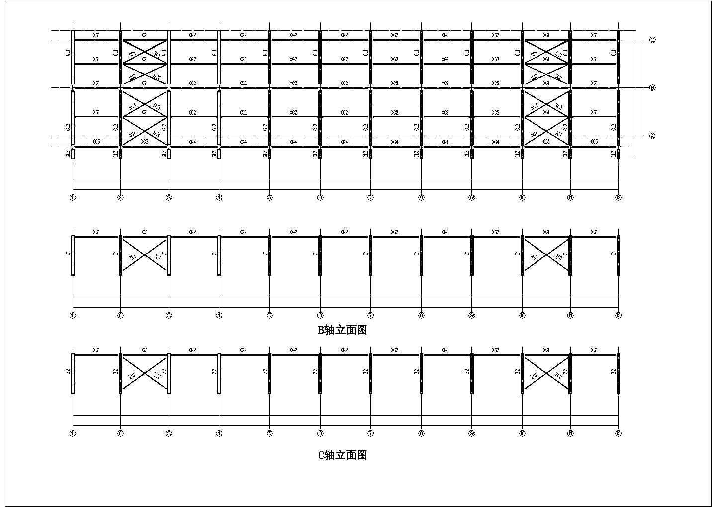 单层钢结构工厂车间设计施工cad布置方案图纸