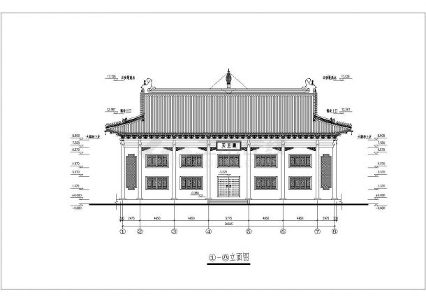 仿古建筑寺庙建筑设计cad施工图纸-图二