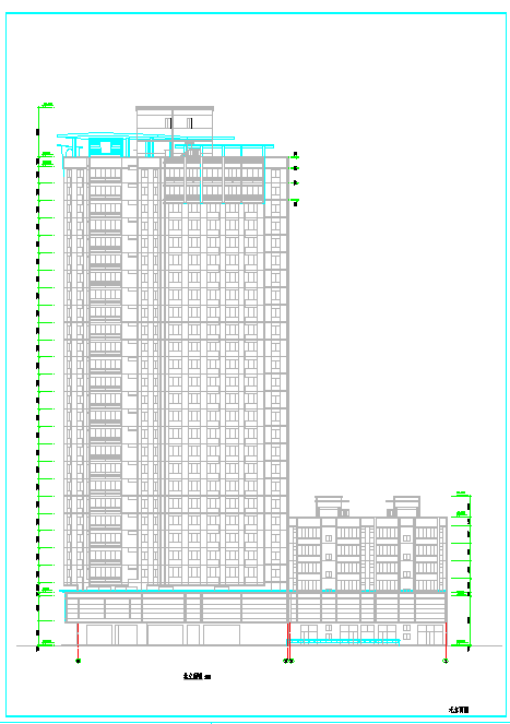 【26层】含地下室高层住宅楼建筑设计cad图纸-图一