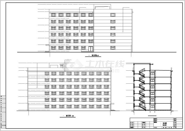 某公司15号员工宿舍楼完整建筑设计图-图一