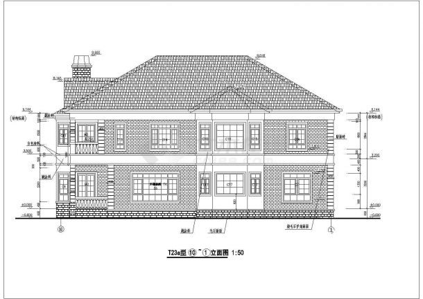 某二层钢结构别墅建筑CAD设计施工图-图二