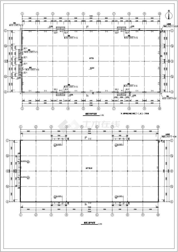 江苏省某城镇戊类机械制造用生产厂房图-图二