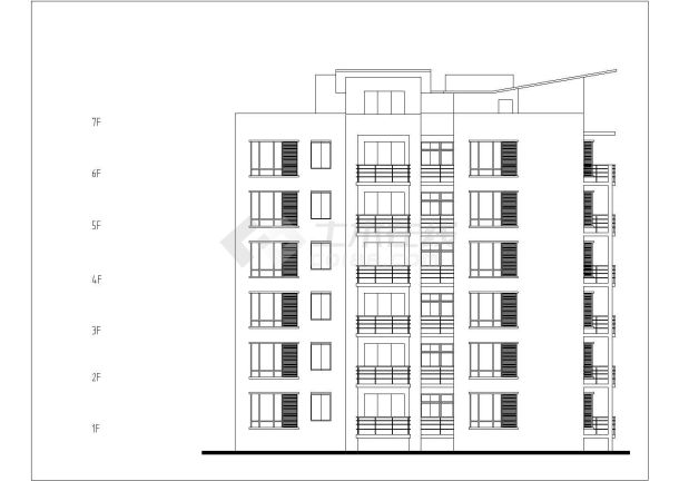 某七层拐角住宅楼全套建筑设计方案图-图一