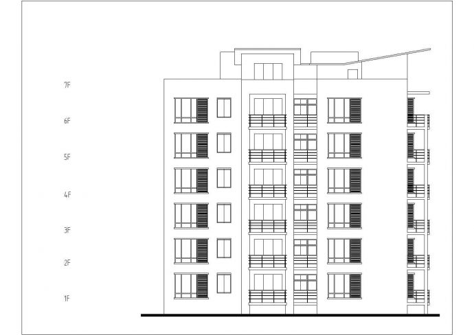 某七层拐角住宅楼全套建筑设计方案图_图1