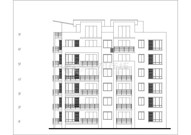 某七层拐角住宅楼全套建筑设计方案图-图二