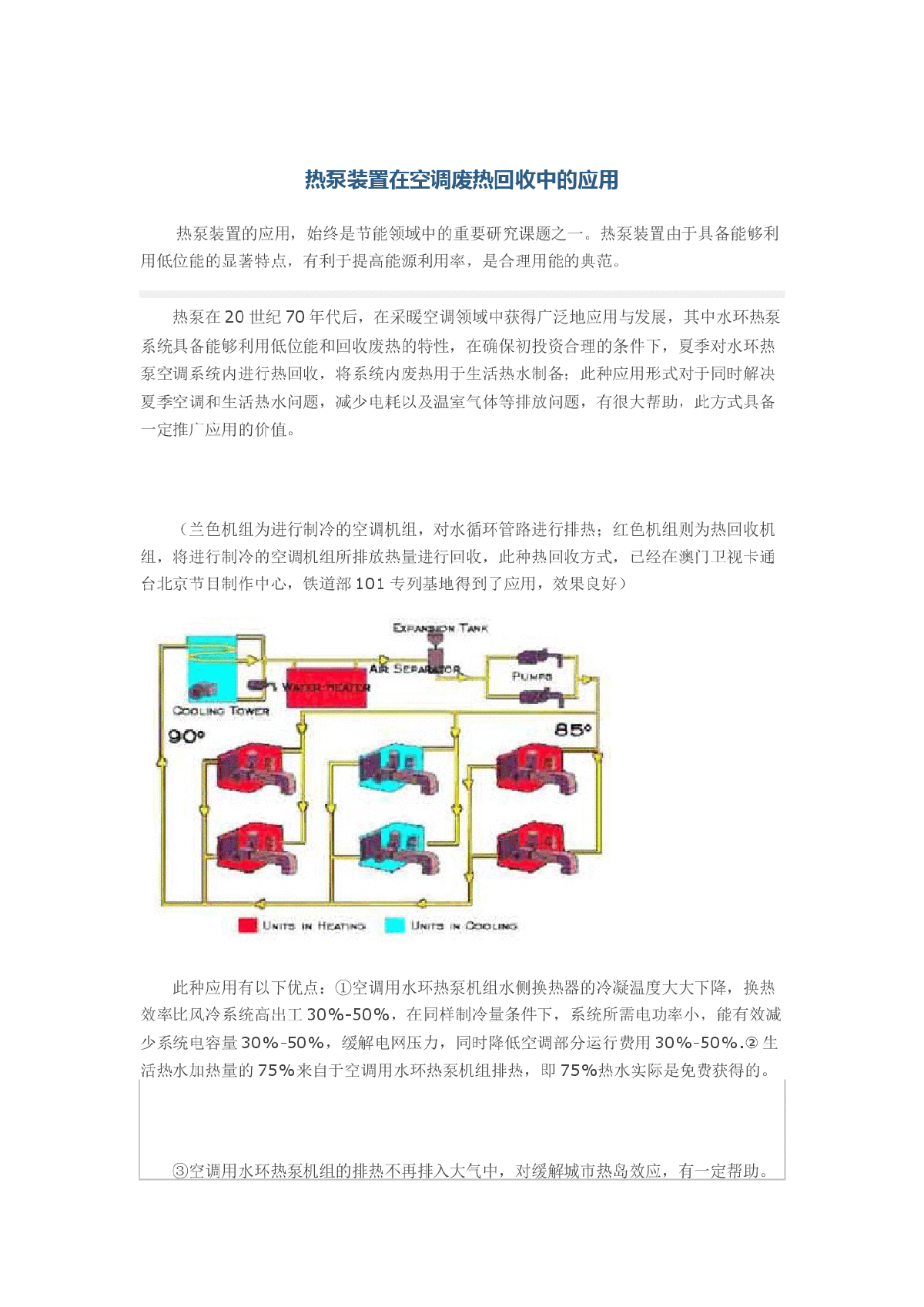 热泵装置在空调废热回收中的应用