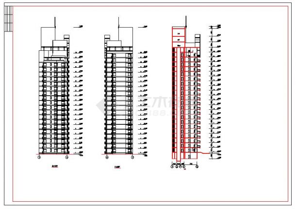 最新的大型板式高层住宅建筑条件CAD图（全套、标注详细）-图二