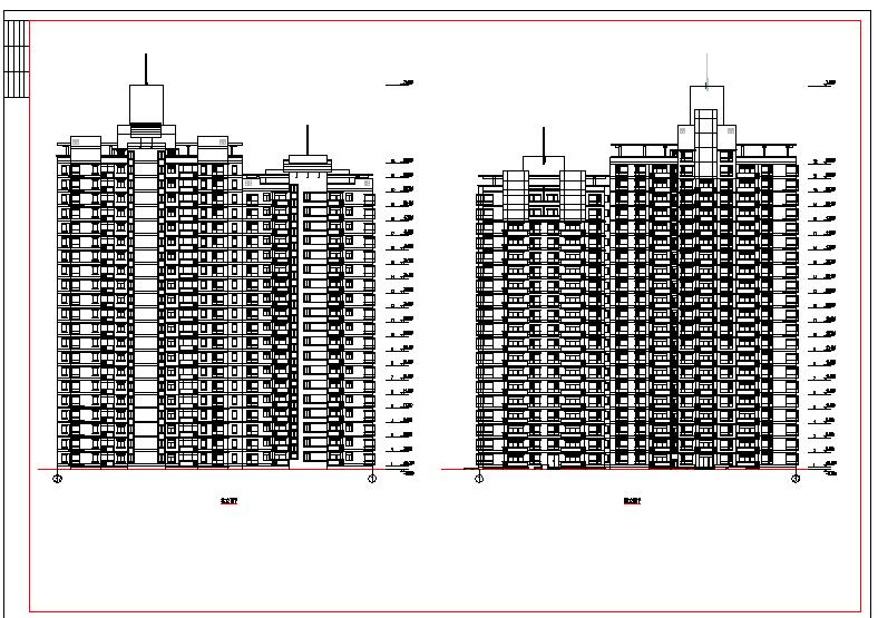 最新的大型板式高层住宅建筑条件CAD图（全套、标注详细）