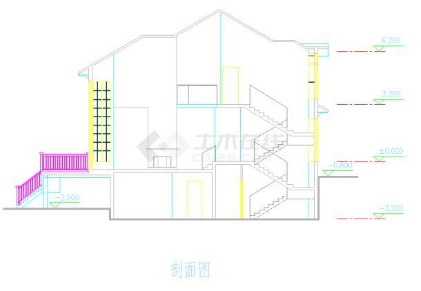 现代风格400平方米临河二层别墅建筑施工图，含别墅效果图（地下一层）-图二