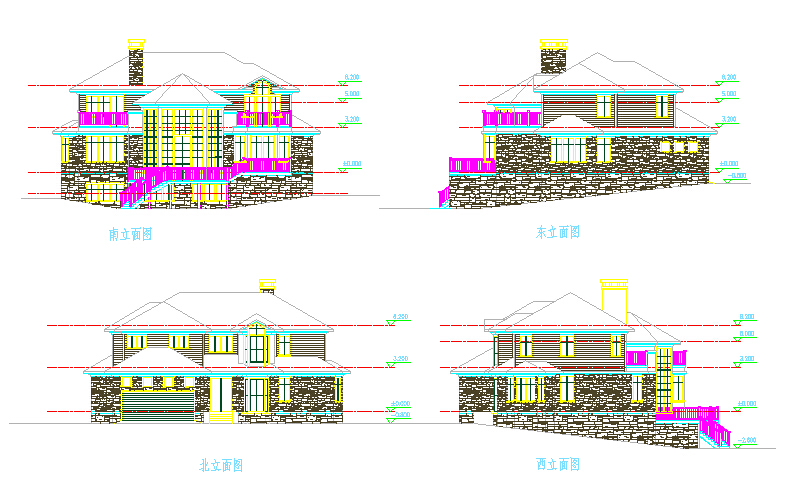现代风格400平方米临河二层别墅建筑施工图，含别墅效果图（地下一层）