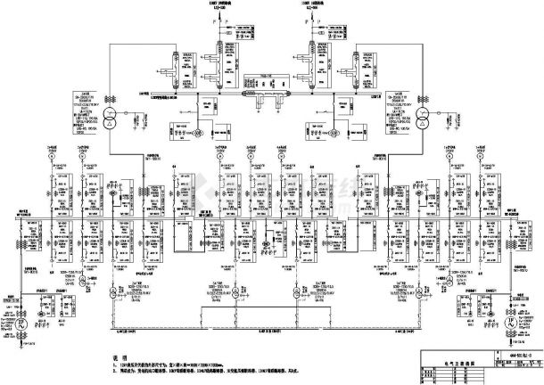 某地区热电厂工程电气主接线CAD设计图纸-图二