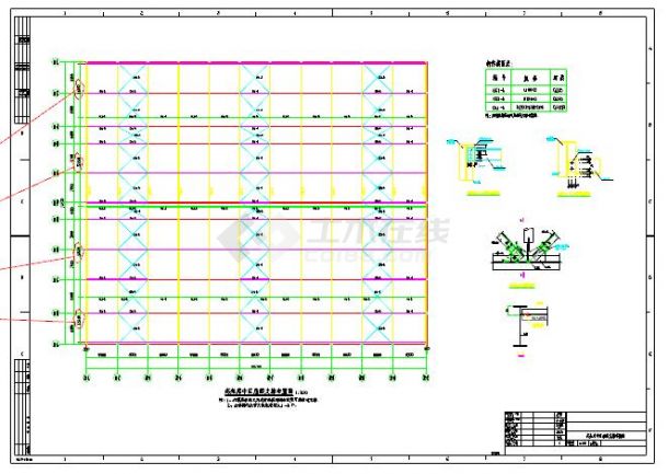 某制药厂高架库（门刚结构）全套结构设计cad施工图-图二