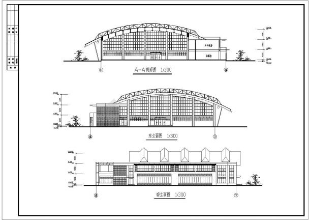 某学校内部体育馆建筑设计施工方案图-图二