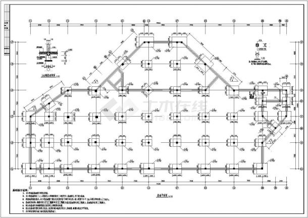 大型花园会所四层车库框架结构施工设计cad布置方案图纸-图一