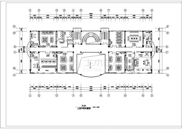 最齐全的大型办公楼装饰设计CAD装修施工图（含140多张图纸、完整版）-图二