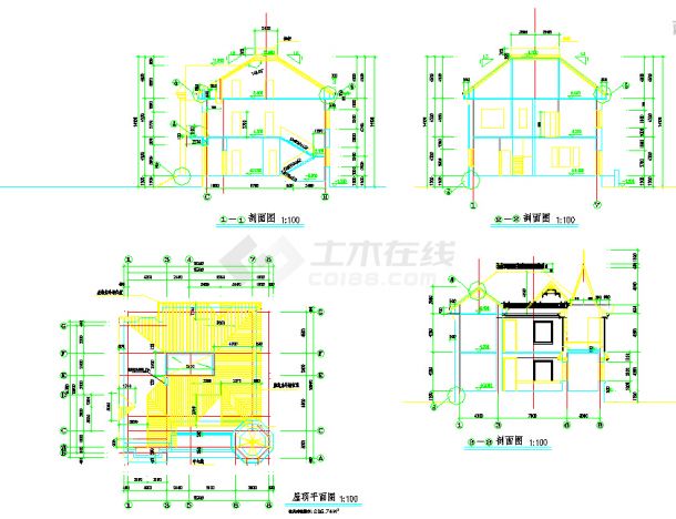 2套俄罗斯式风格600平方米二层现代风格别墅建筑设计cad施工图（标注齐全）-图二