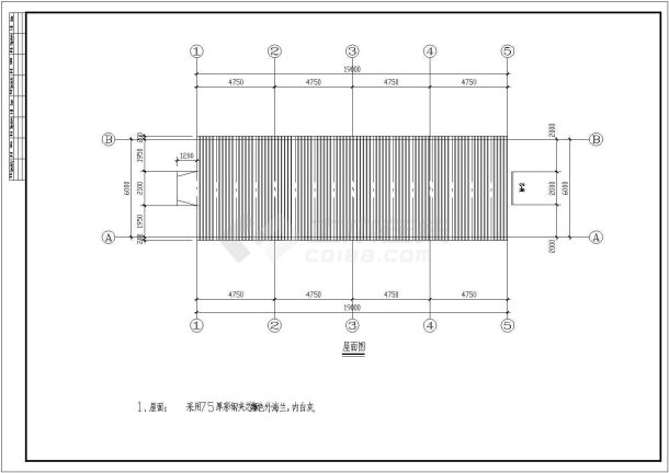 单层活动板房建筑钢结构施工cad设计布置方案图纸(墙面结构75mm夹芯板)-图二