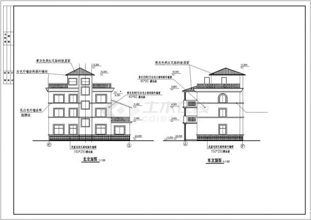 某地三层带阁楼复古独栋建筑设计图-图一