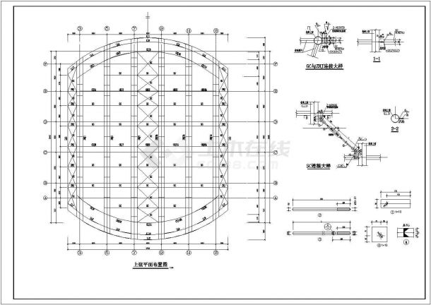 某钢结构体育馆结构CAD施工图纸-图二