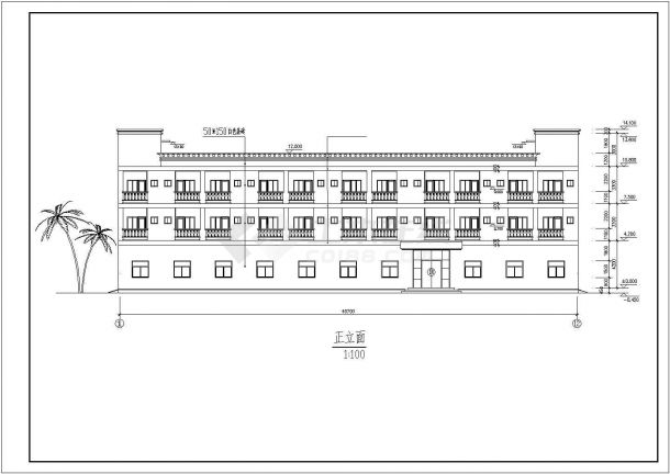 某地区办公宿舍楼施工设计CAD图-图二