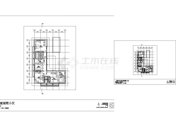 某地松江户型别墅施工设计cad图纸，共七张-图一