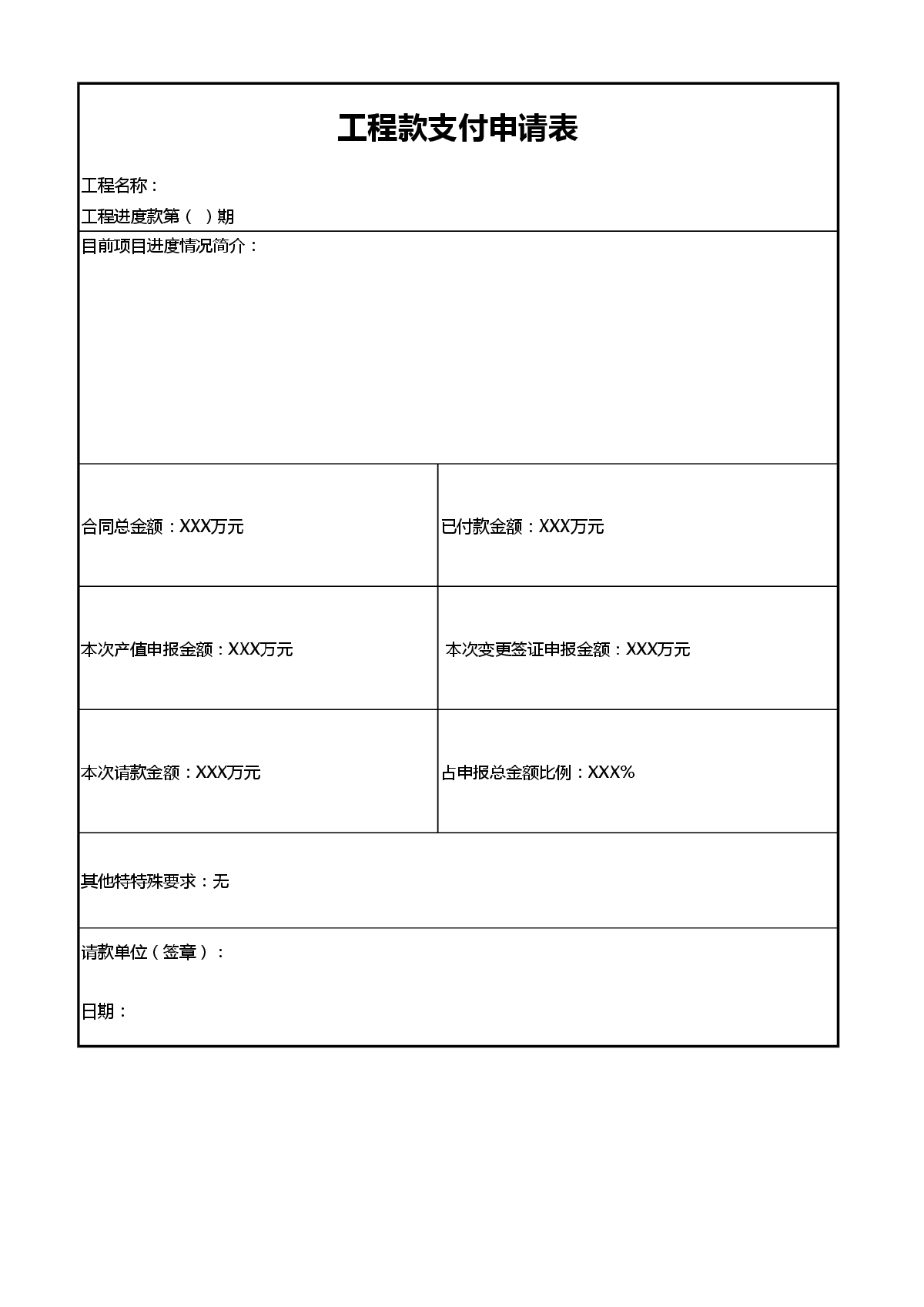 施工单位进度款申请模板-图二