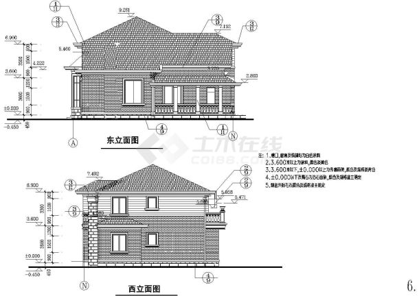 休闲度假田园风格二层自建房屋详细建筑设计图-图一