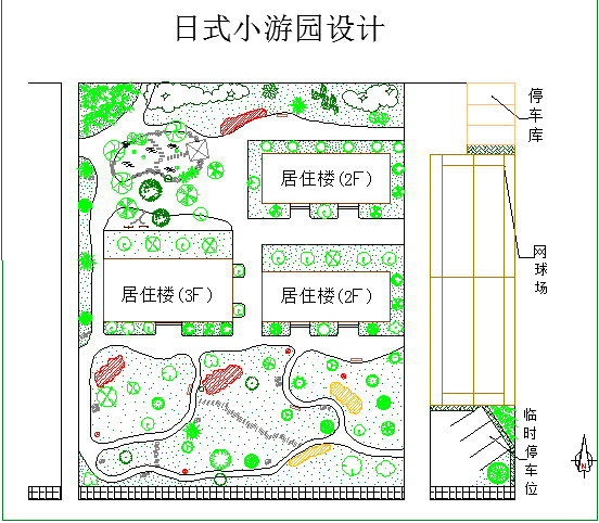 日式小游园景观环境绿化设计CAD图纸