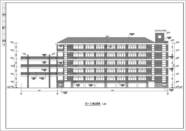 某地区中学教学楼建筑设计施工CAD图-图一