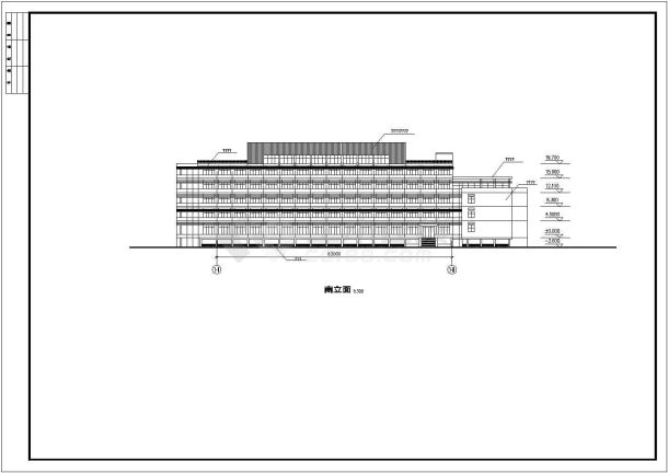 某地区中学教学楼建筑设计CAD立面图-图二