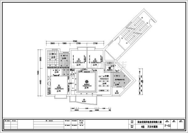 深圳三室两厅不规则户型样板房室内装修设计cad平面布置齐全图纸-图二