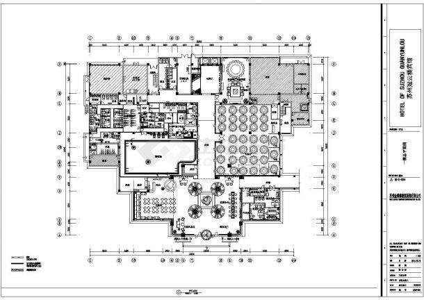 苏州知名中式饭店带室内泳池装饰设计cad施工布置图纸-图一