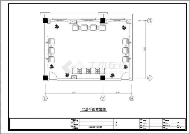 商务办公楼两层接待室会客室室内装修设计施工cad平立面布置方案图(带照明)-图一