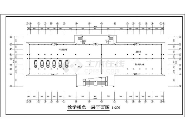 某地区某中学教学楼施工全部CAD设计图纸-图二