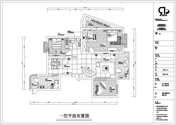 杭州豪华二层别墅旋转楼梯大书房琴房家装装饰设计cad平面布置方案-图一