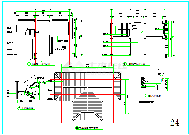 最新某现代两层丁字办公楼建筑设计CAD施工图-图一