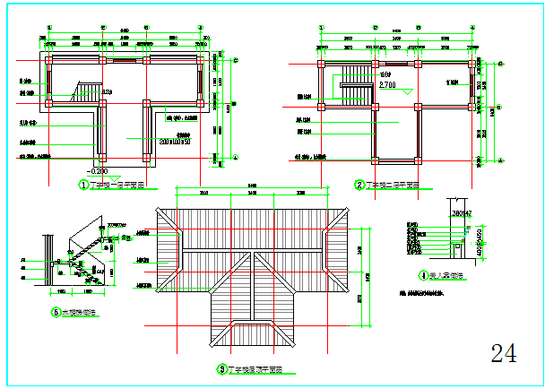 最新某现代两层丁字办公楼建筑设计CAD施工图