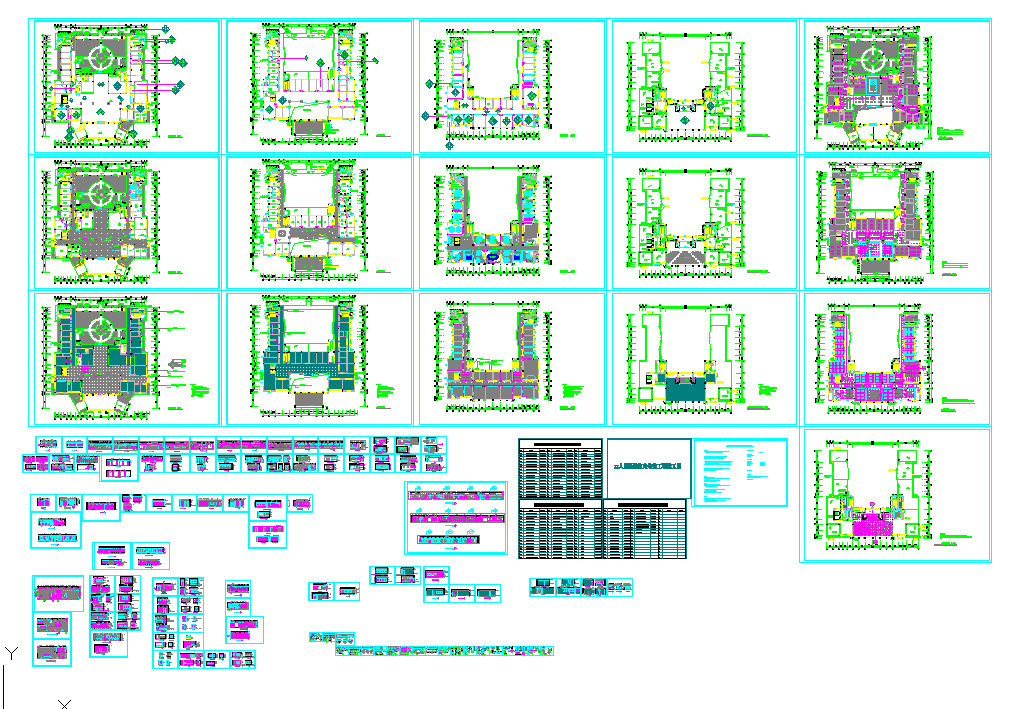 实用的大型人民医院门诊楼及医技楼装修CAD全套施工图纸（共130张左右）