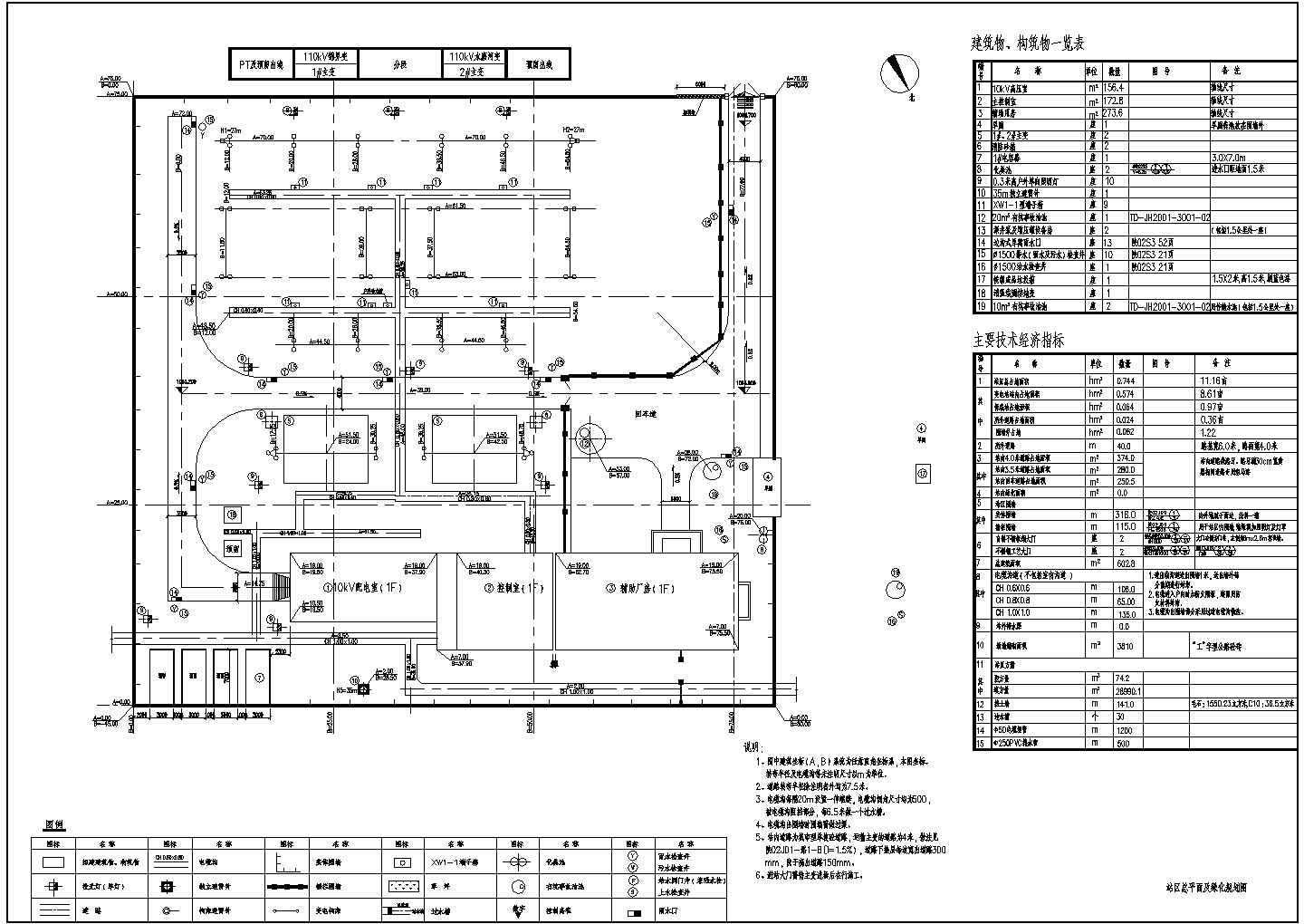 110kV变电站电气CAD平面图及土建CAD平面图纸