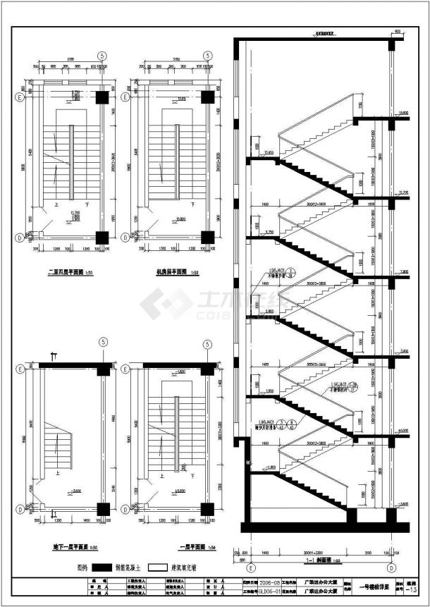 办公大厦楼梯、电梯CAD节点详图CAD图块大全-图一