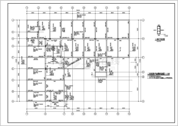 7层砖混结构综合楼结构施工CAD图纸-图一