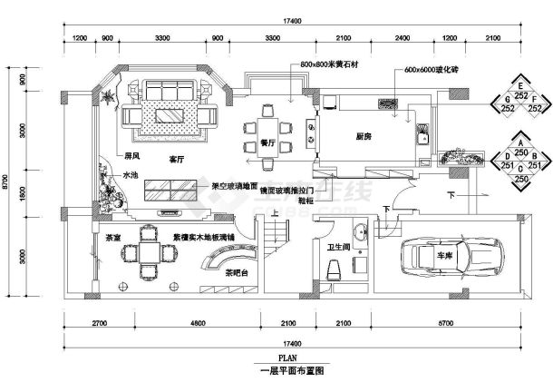 农村自建房小别墅一层装修设计cad平面布置设计图-图一